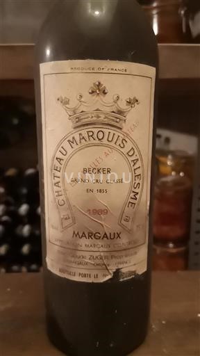 Bordeaux Margaux Grand Cru Château Marquis d'Alesme 1989