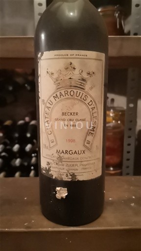 Bordeaux Margaux Château Marquis d'Alesme Becker 1998