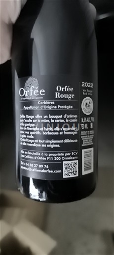 Languedoc Corbières Orfée Orfée Rouge 2022