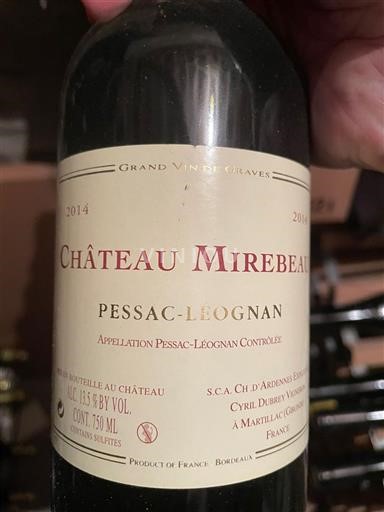 Bordeaux Pessac-Léognan Château Mirebeau 2014