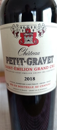 Bordeaux Saint-Émilion Grand Cru Grand Cru Château Petit Gravet 2018