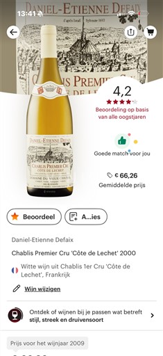 Burgundsko Chablis Premier Cru Daniel-Etienne Defaix Côte de Lechet 2000