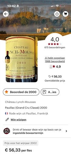 Bordeaux Pauillac Grand Cru Classé Château Lynch-Moussas 2000