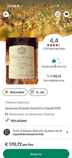 Bordeaux Sauternes Premier Grand Cru Classé Château Suduiraut 2007