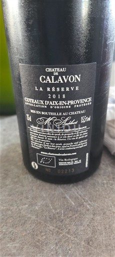 Provence Coteaux d'Aix-en-Provence Château Calavon La Réserve 2018