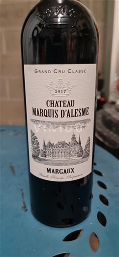 Bordeaux Margaux Grand Cru Classé Château Marquis d'Alesme 2017