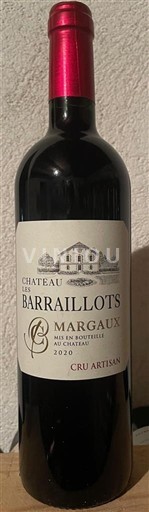 Bordeaux Margaux Château Les Barraillots Cru artisan 2020