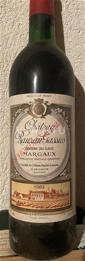 Bordeaux Margaux Château Rauzan-Gassies 2ème Cru classé 1982