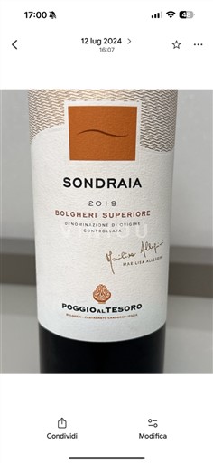 Tuscan Wines Unspecified Poggio al Tesoro Sondraia 2019