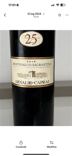 Umbria Montefalco Sagrantino Arnaldo Caprai 25 anni 2018
