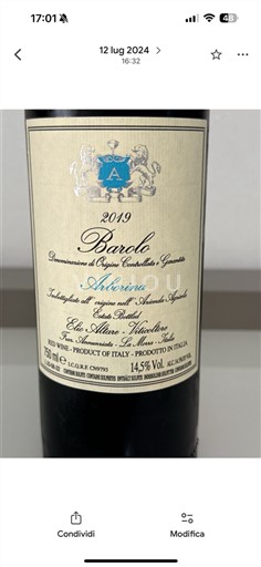 Piemonte Barolo Giacomo Alagna Arborina 2019
