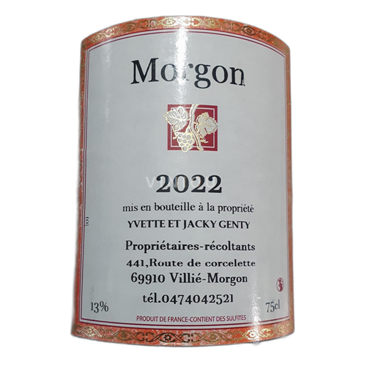 Beaujolais Morgon Yvette et Jacky Genty 2022