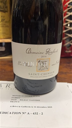 Languedoc Saint-Chinian Domaine Rimbert Le Mas au Schiste 2016