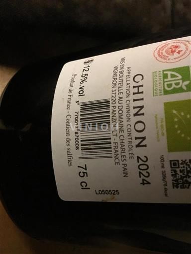 Loiren laakso Chinon Domaine Charles Pain 2024