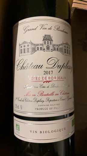 Bordeaux Côtes-de-Bordeaux Château Plessy 2017