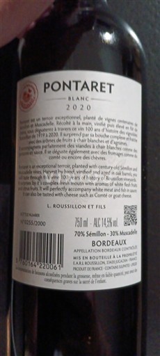 Bordeaux Bordeaux blanc Pontaret 2020