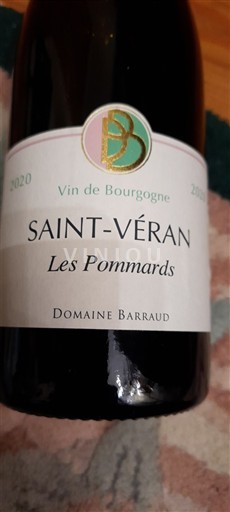 Vine Blanc sec Les Pommards Domaine Barraud 2020 Frankrig Bourgogne Saint-Véran AOC