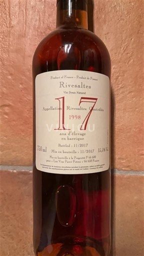 Roussillon Rivesaltes Les Vins Passions 17 ans d'élevage en barriques 1998