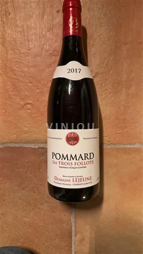 Wijnen Rouge sec Les Trois Follots Domaine Lejeune 2017 Frankrijk Bourgondië Pommard AOC