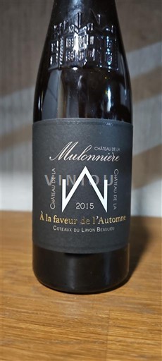 Vinuri Blanc moelleux À la faveur de l'Automne Château La Mulonnière 2015 Franța Valea Loarei Nespecificat AOC
