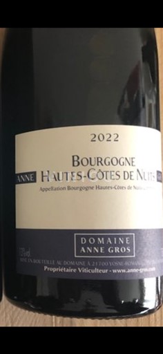Vine Rouge sec Domaine Anne Gros 2022 Frankrig Bourgogne Hautes Côtes de Nuits AOC