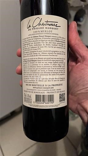 Bordeaux Bordeaux Supérieur Prieure Marquet La Chartreuse 2016