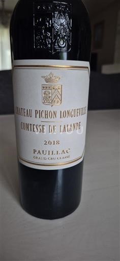 Bordeaux Pauillac Grand Cru Château Pichon Longueville Comtesse de Lalande 2018
