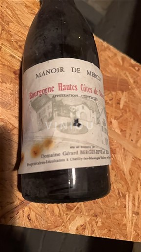 Rượu vang Rouge sec Manoir de Mercey 1985 Pháp Bourgogne Hautes Côtes de Beaune AOC