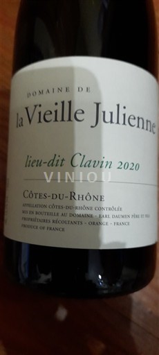 Víno Rouge sec lieu-dit Clavin Domaine La Vieille Julienne 2020 Francie Údolí Rhôny Côtes-du-Rhône AOC
