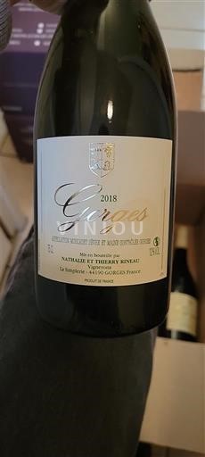 Loiren laakso Muscadet-sèvre-et-maine Nathalie et Thierry Rineau Gorges 2018