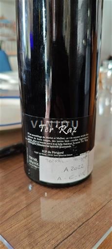 Rượu vang Rouge sec Ter'Raz KIP du Périgord 2022 Pháp Tây Nam Vin de France