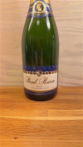 Peneča vina Blanc brut Brut Millésime Paul Bara 2002 Francija Šampanja Šampanjec AOC