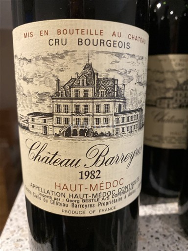 Bordeaux Haut-Médoc Cru Bourgeois Château Barreyres 1982