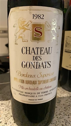 Bordeaux Bordeaux Supérieur Château S Gondats 1982