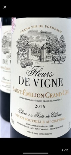 Bordeaux Saint-Émilion Grand Cru Grand Cru Scala Lansade Rouge Père et Fille Fleurs de Vigne 2016