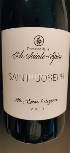 Rhône-dalen Saint-Joseph Domaine La Côte Sainte-Epine Ste Épine, l'élégance 2024