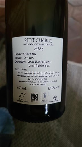 Bourgondië Petit-Chablis Alain Mathias 2023