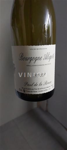 Bourgogne Bourgogne Aligoté Paul de la Reux 2022