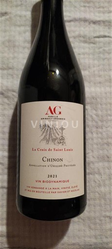 Wijnen Rouge sec La Croix de Saint Louis Domaine Amirault-Goujon 2021 Frankrijk Loirevallei Chinon AOC
