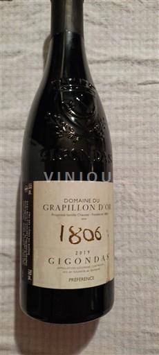 Rượu vang Rouge sec 1806 Préférence Domaine Grapillon d'Or 2019 Pháp Thung lũng Rhône Gigondas AOC