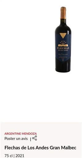 Vinuri Rouge sec Gran Malbec Flechas de Los Andes 2021 Argentina Mendoza