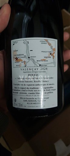 Rượu vang Rouge sec EARL Bardon 2024 Pháp Thung lũng sông Loire Valençay AOC