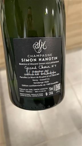 Mousserende wijnen Blanc brut Grande Chasse N°1 Simon Hanotin 2020 Frankrijk Champagne Niet gespecificeerd AOC