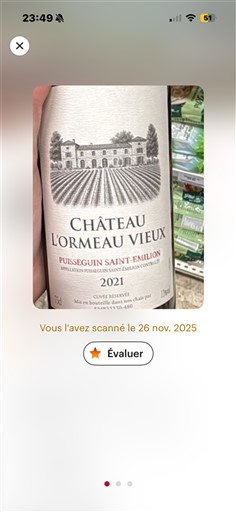 Burdeos Puisseguin-saint-émilion Château L'Ormeau Vieux Réserve 2021