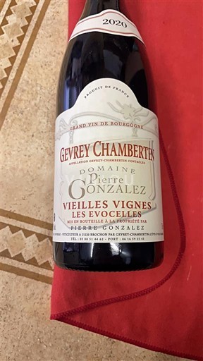 Burgundi Gevrey-Chambertin Domaine Pierre Gonzalez Vieilles Vignes Les Evocelles 2020