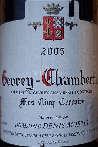Wijnen Rouge sec Mes Cinq Terroirs Domaine Nis Mortet 2005 Frankrijk Bourgondië Gevrey-Chambertin AOC