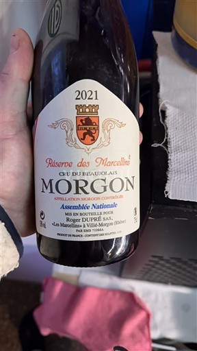 Vini Rouge sec Réserve des Marcellins Roger Dupre 2021 Francia Beaujolais Morgon AOC