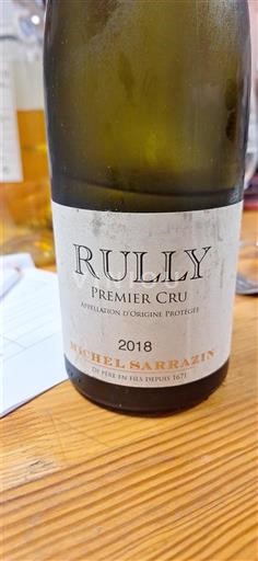 Viner Blanc sec Michel Sarrazin 2018 Frankrike Bourgogne Rully AOC Premier Cru
