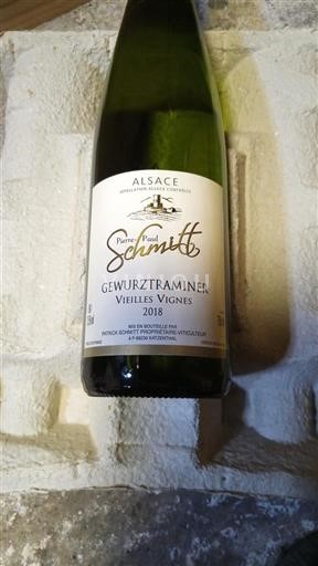 Vine Blanc sec Gewurztraminer Vieilles Vignes Pierre-Paul Schmitt 2018 Frankrig Alsace Vin de France