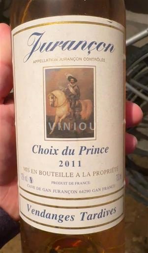 Rượu vang Blanc liquoreux Choix du Prince Cave de Gan 2011 Pháp Tây Nam Jurançon AOC